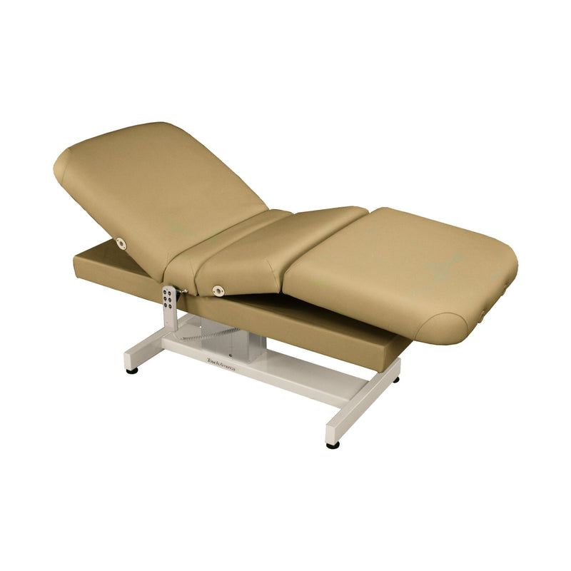 Fully motorized Venetian Spa Table by TouchAmerica with adjustable metal frame in beige.